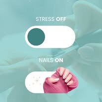 Glitter Professional Salon graphic reading stress off, nails on