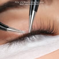 Close-up of a lash extension being applied at Glitter Professional Salon
